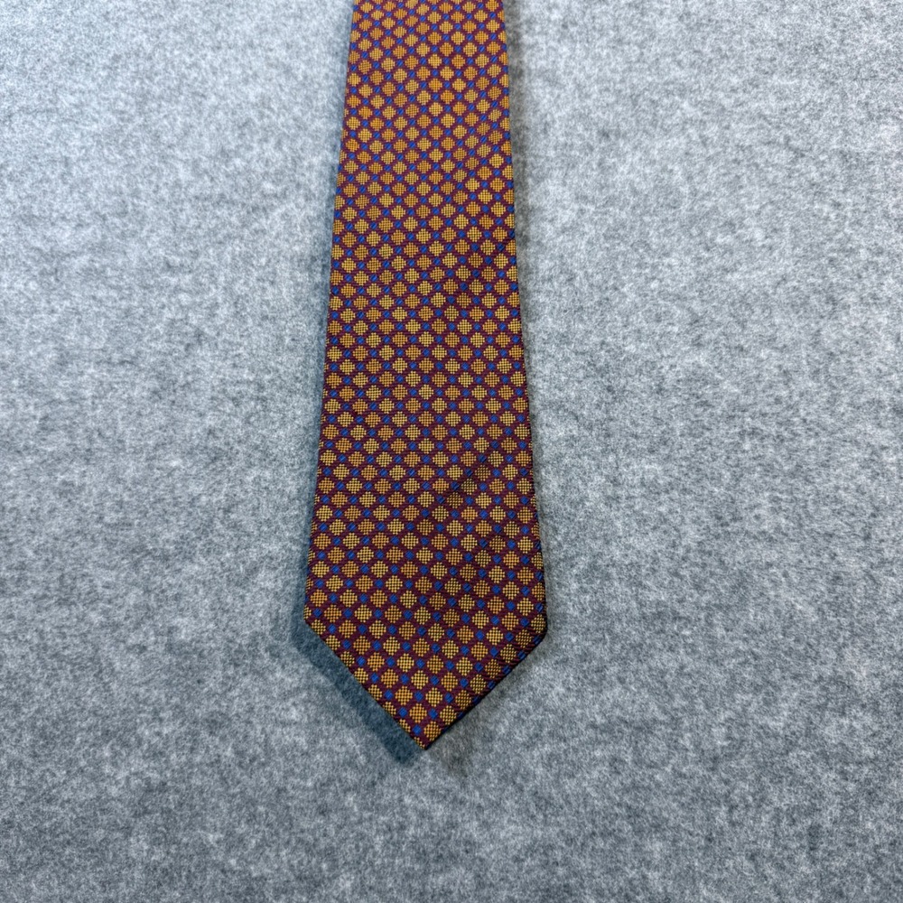 Barneys New York Silk Tie Men's Red Gold Blue Geometric